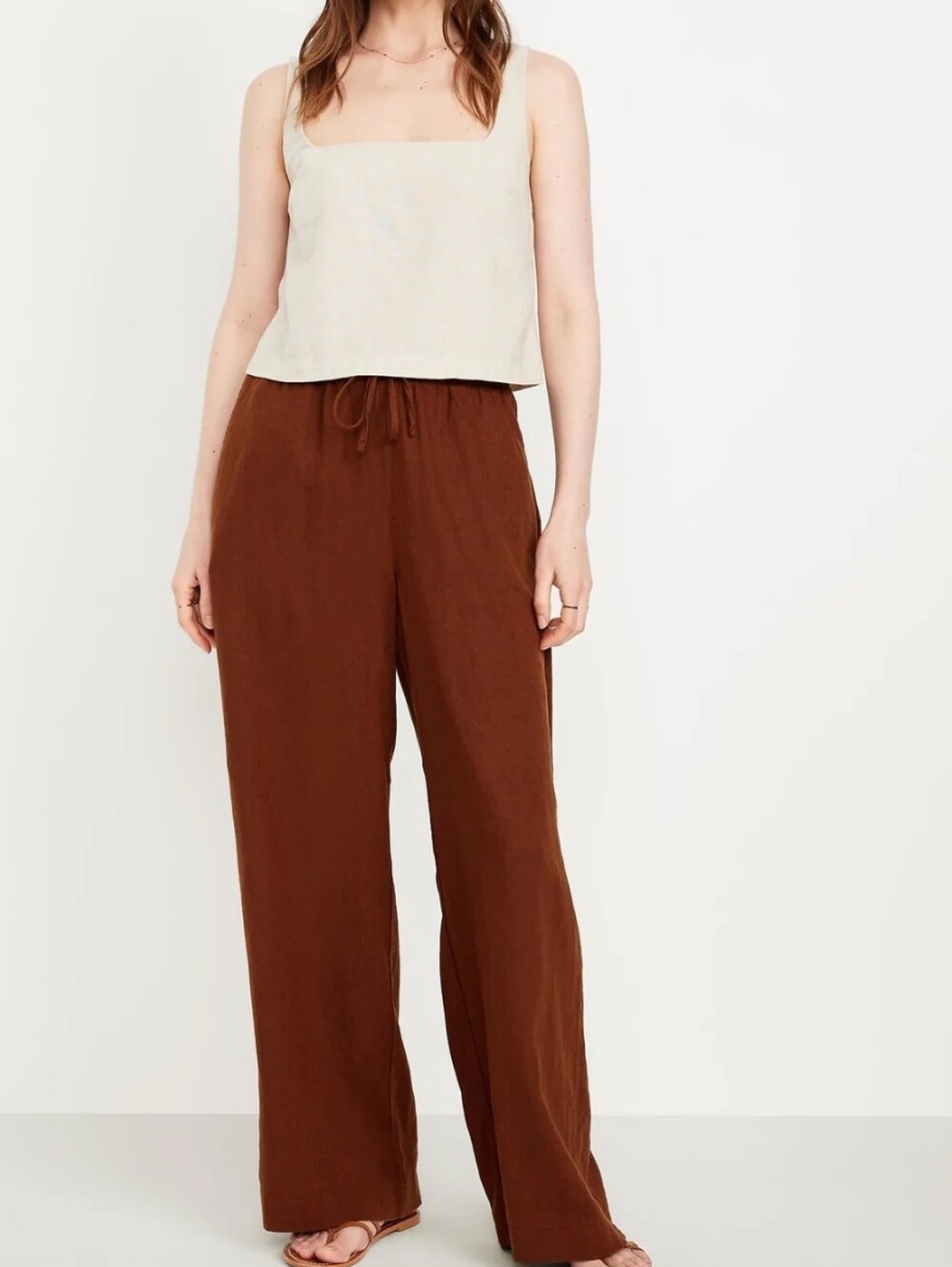 NWT Old Navy High Rise Wide Leg Linen Pants Chocolate Brown Plus Size 3X